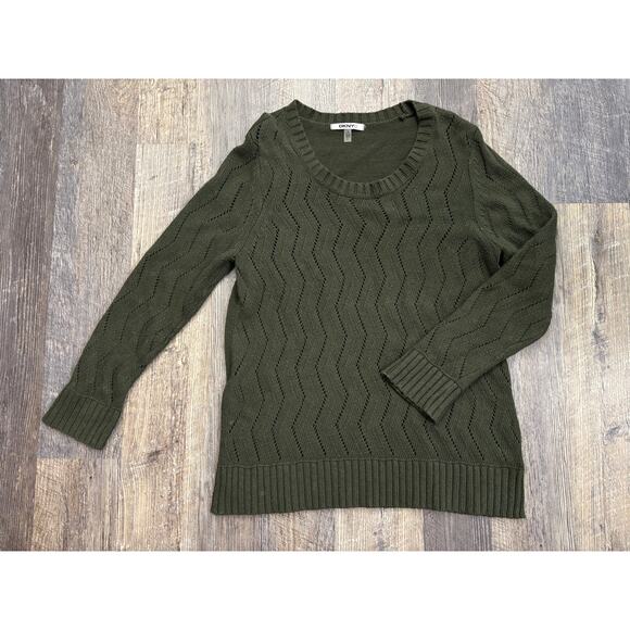 DKNYC Olive Green Chevron Knit Sweater - Picture 2 of 7